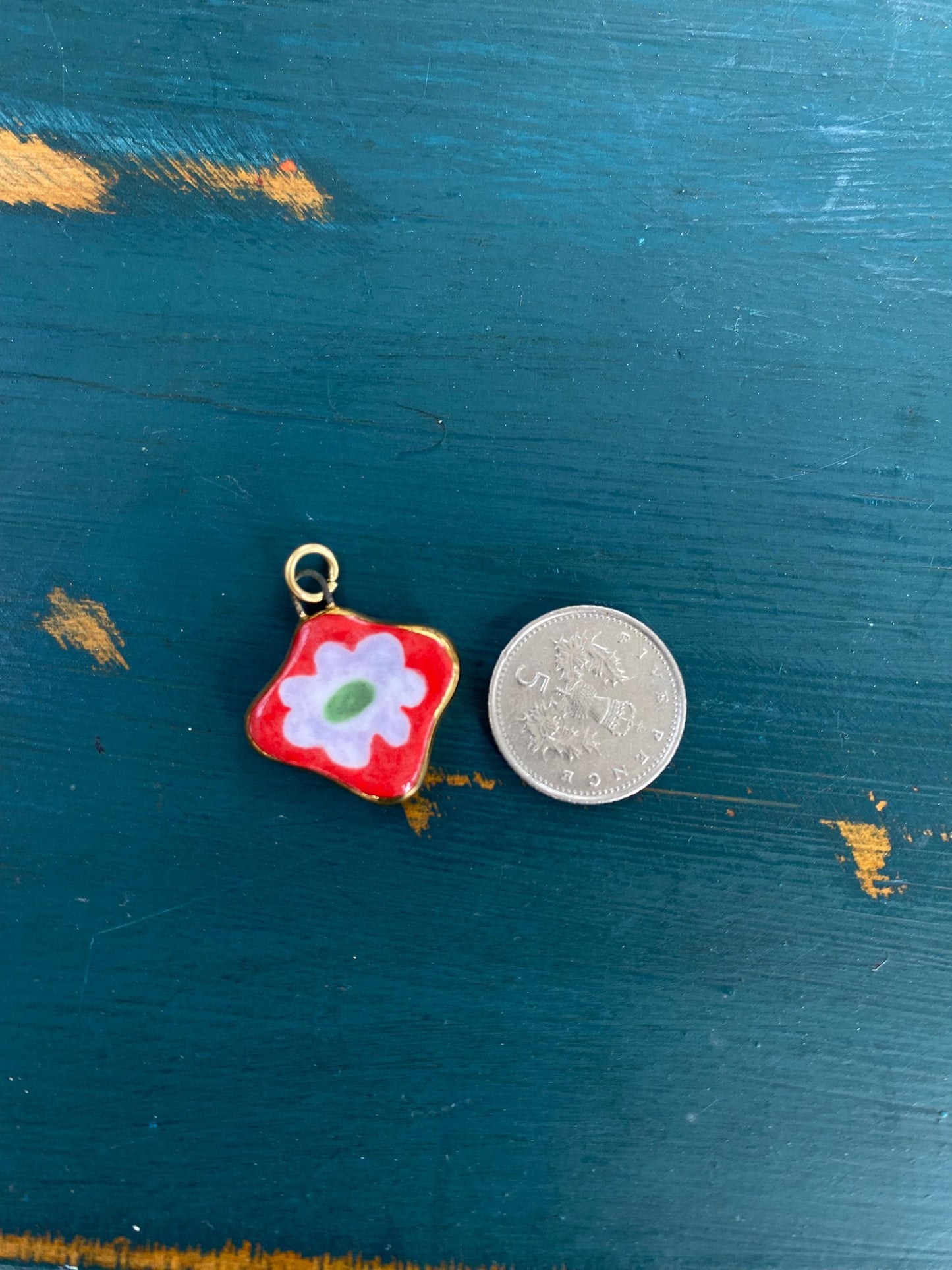 Hand-Sculpted Porcelain Flower Pendant: 24k Gold Lustre Ceramic Necklace Charm