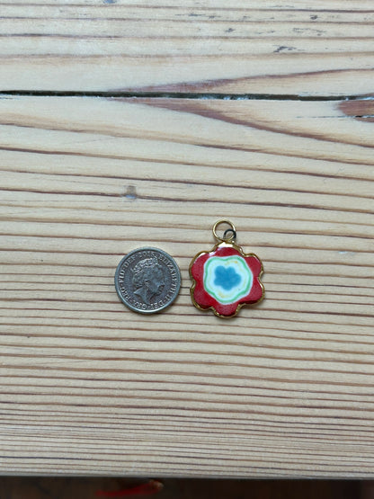 Hand-Sculpted Porcelain Flower Pendant: 24k Gold Lustre Ceramic Necklace Charm