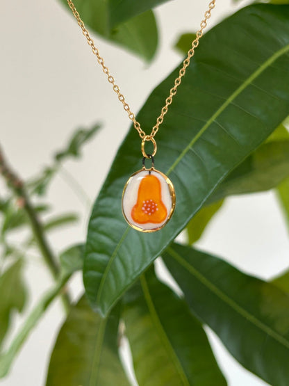 Hand-Sculpted Porcelain Butternut Squash Pendant: 24k Gold Lustre Ceramic Necklace Charm