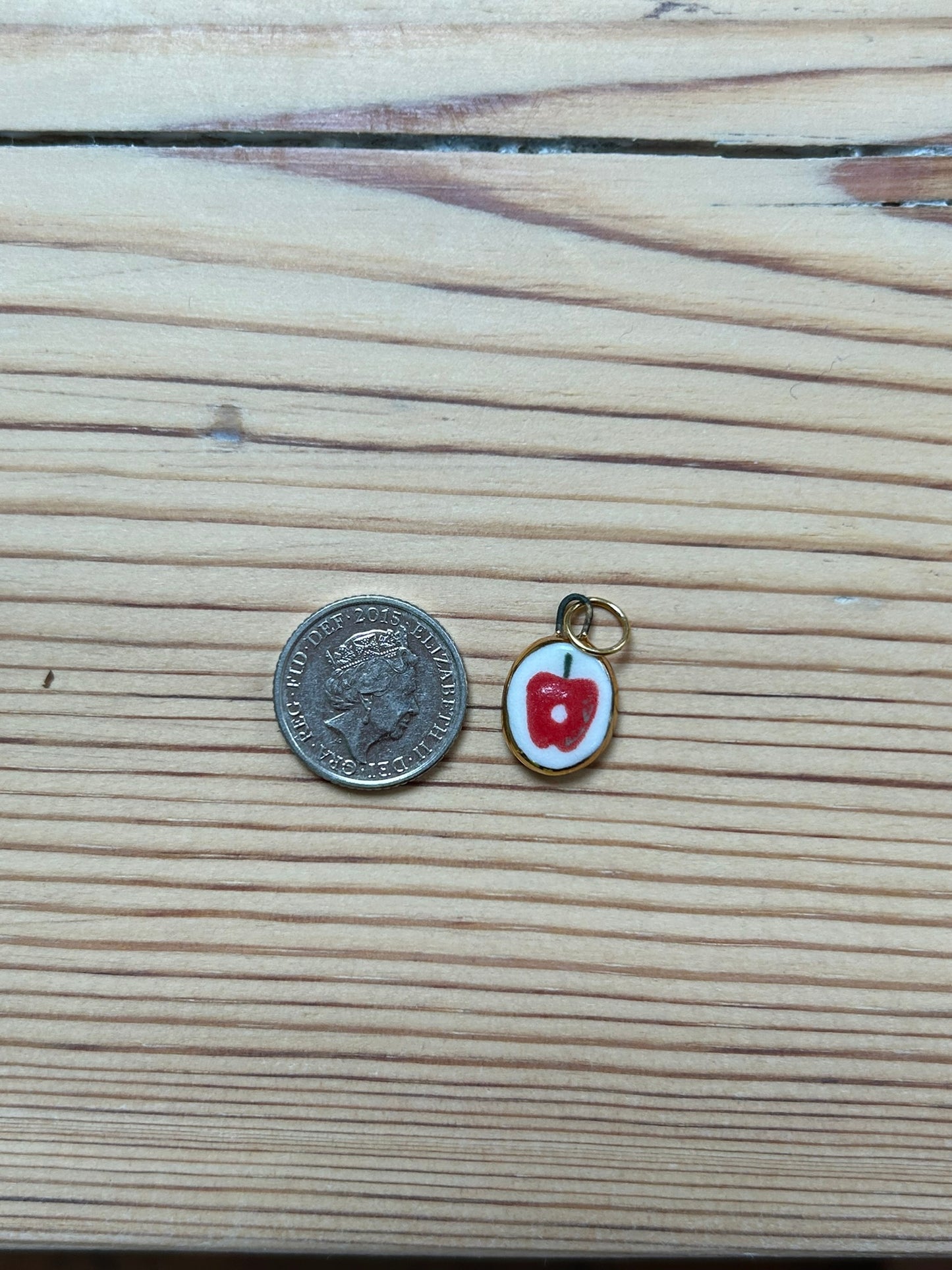 Hand-Sculpted Porcelain Apple Pendant: 24k Gold Lustre Ceramic Necklace Charm