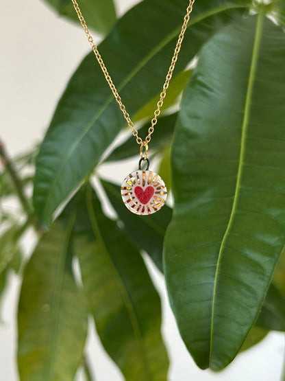 Hand-Sculpted Porcelain Heart Pendant: 24k Gold Lustre Ceramic Necklace Charm