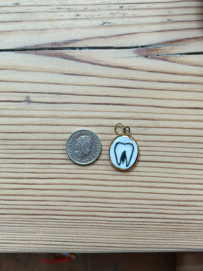 Hand-Sculpted Porcelain Tooth Pendant: 24k Gold Lustre Ceramic Necklace Charm