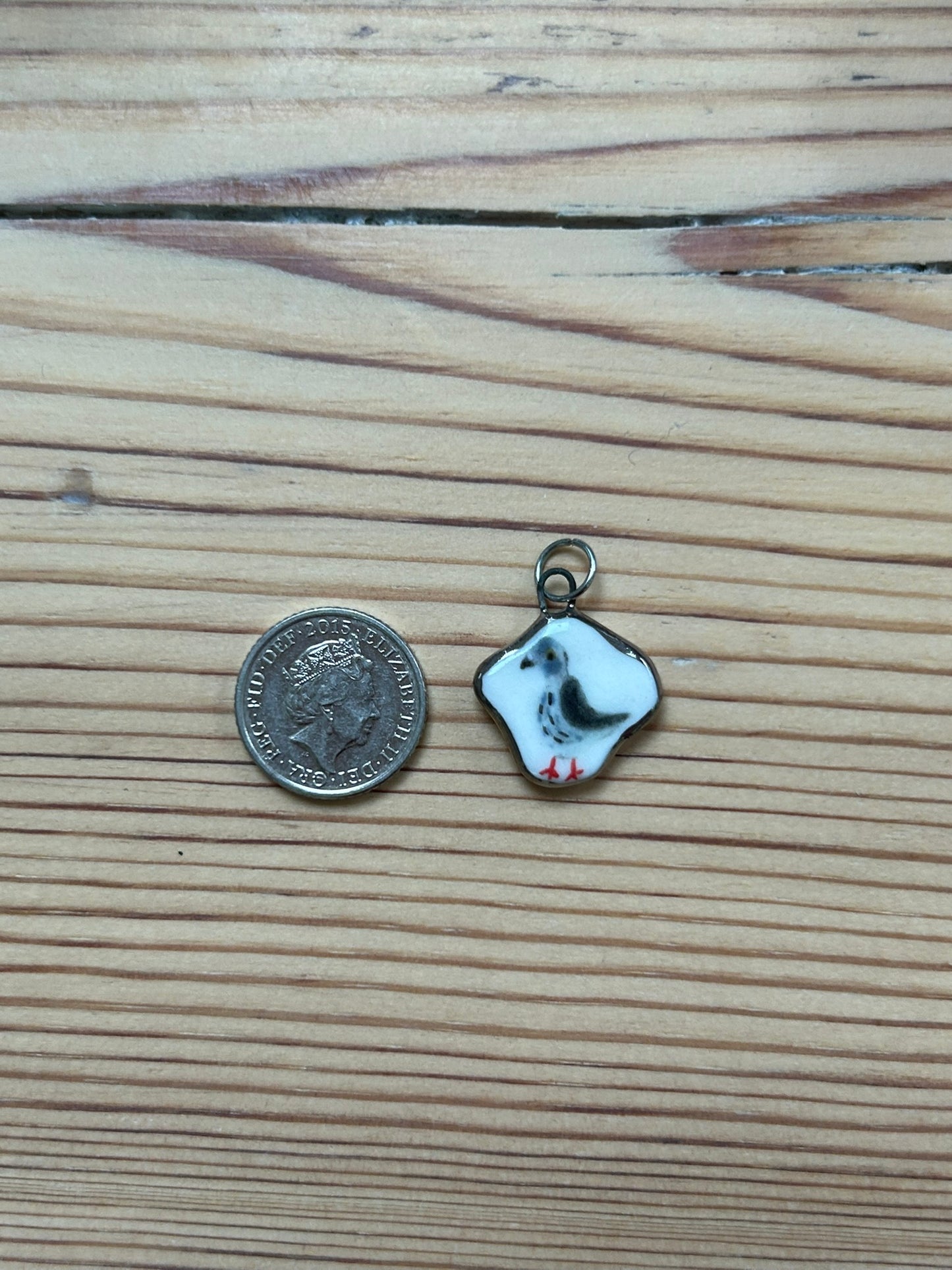 Hand-Sculpted Porcelain Pigeon Pendant: Platinum Lustre Ceramic Necklace Charm