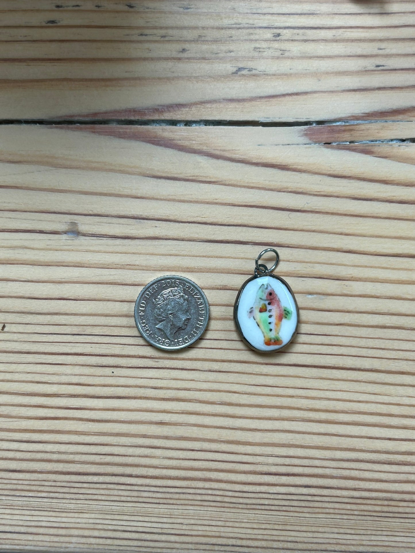 Hand-Sculpted Porcelain Fish Pendant: Platinum Lustre Ceramic Necklace Charm