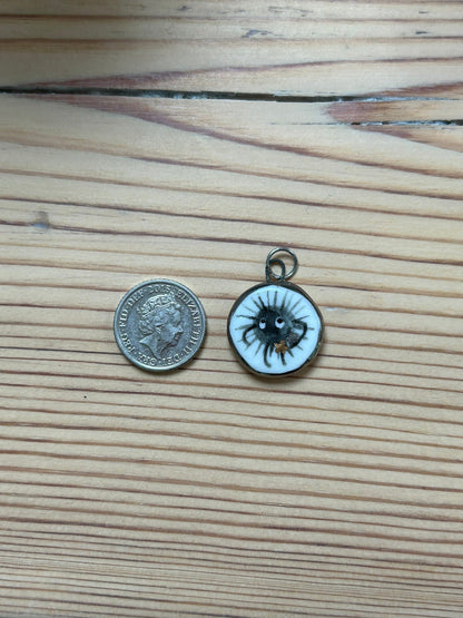 Hand-Sculpted Porcelain Soot Sprite Pendant: Platinum Lustre Ceramic Necklace Charm