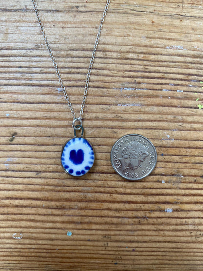 Hand-Sculpted Porcelain Heart Pendant: Platinum Lustre Ceramic Necklace Charm