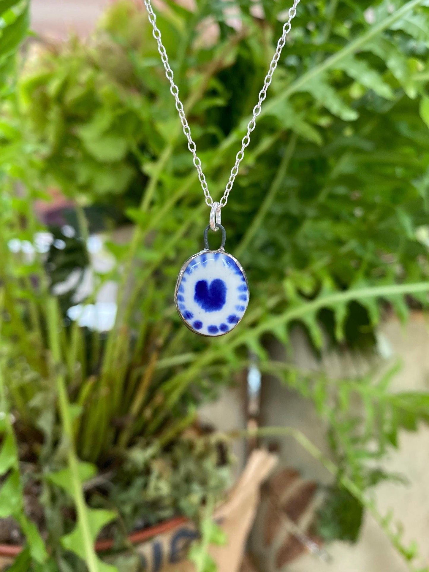 Hand-Sculpted Porcelain Heart Pendant: Platinum Lustre Ceramic Necklace Charm