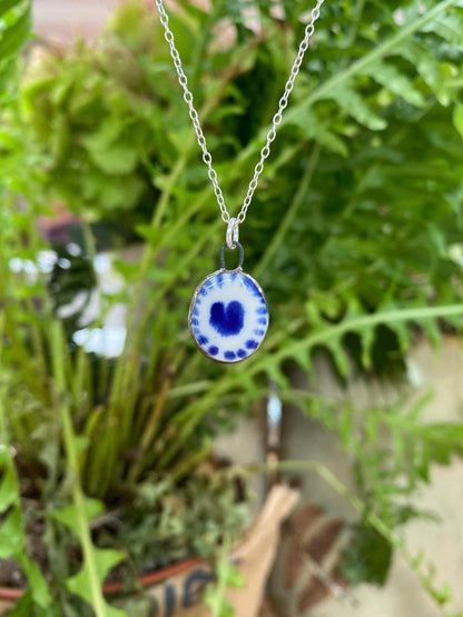 Hand-Sculpted Porcelain Heart Pendant: Platinum Lustre Ceramic Necklace Charm