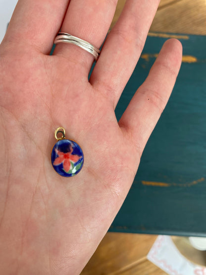 Hand-Sculpted Porcelain Flower Pendant: 24k Gold Lustre Ceramic Necklace Charm