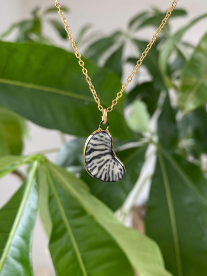 Hand-Sculpted Porcelain Bean Pendant: 24k Gold Lustre Ceramic Necklace Charm