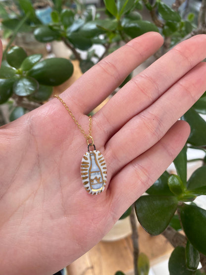Hand-Sculpted Porcelain Wine Pendant: 24k Gold Lustre Ceramic Necklace Charm