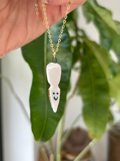 Hand-Sculpted Porcelain Carrot Pendant: 24k Gold Lustre Ceramic Necklace Charm