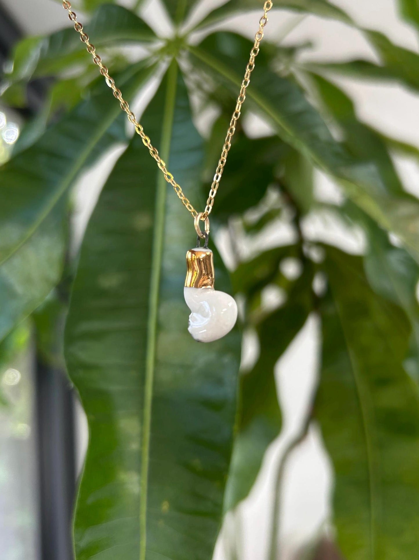 Hand-Sculpted Porcelain Cigarette Pendant: 24k Gold Lustre Ceramic Necklace Charm