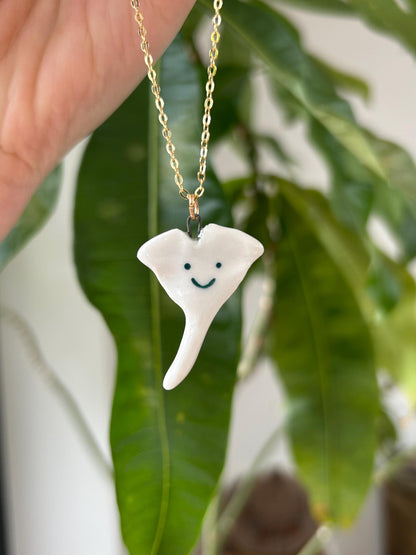 Hand-Sculpted Porcelain Gingko Leaf Pendant: 24k Gold Lustre Ceramic Necklace Charm